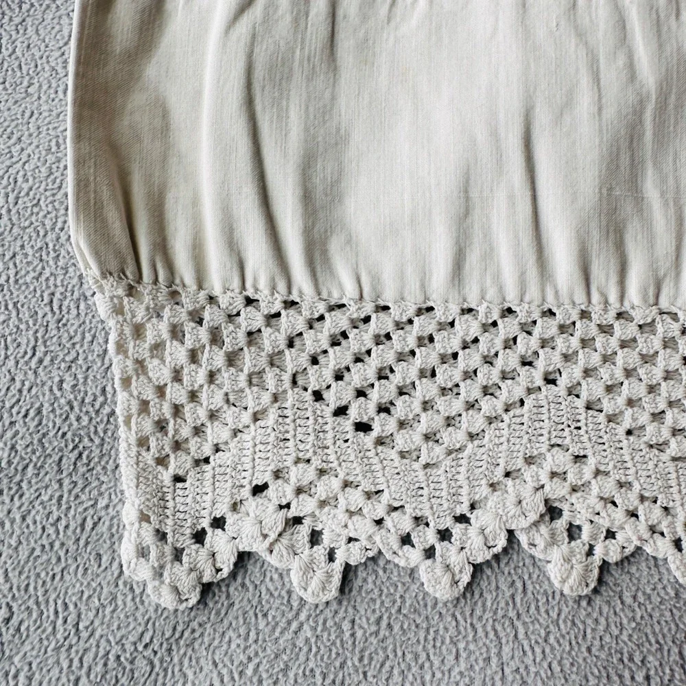 Vintage‎ Pillowcase Crochet Trim Handmade Lace Cotton Single Cottagecore Home